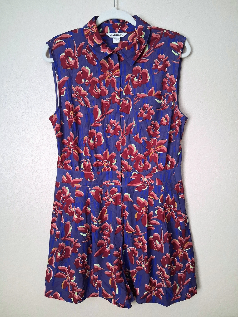 Athleta Brooklyn Utility Romper Sleeveless Floral Playsuit Athleisure Size 12